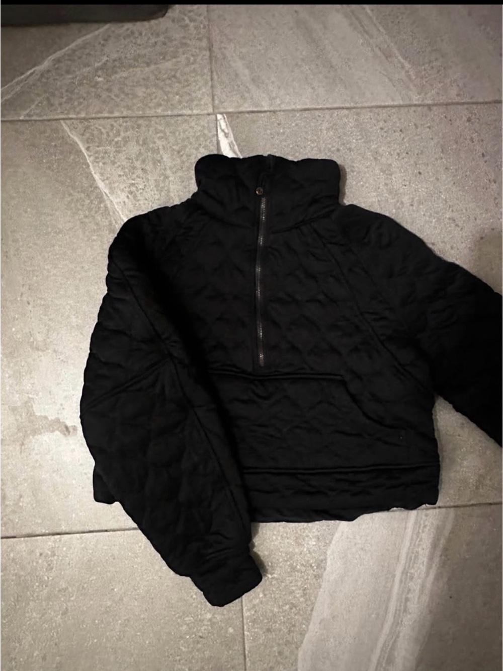 lululemon athletica Black Quilted Half-Zip Pullover Hoodie